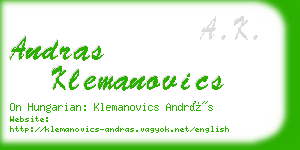 andras klemanovics business card